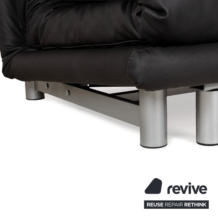 Canapé trois places Ligne Roset Multy en tissu noir anthracite à fonction manuelle, canapé-lit, textile vegan, cuir, nouvelle housse