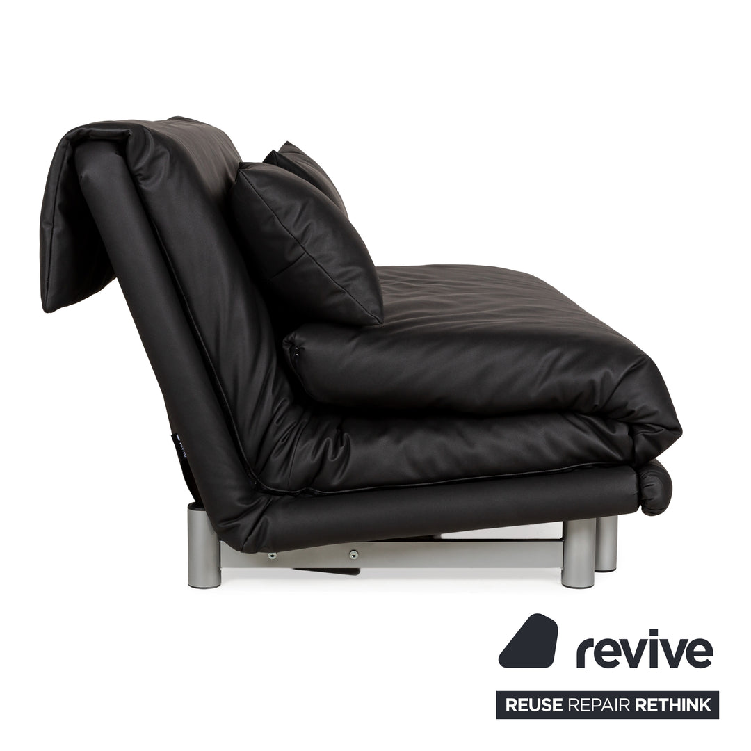 Canapé trois places Ligne Roset Multy en tissu noir anthracite à fonction manuelle, canapé-lit, textile vegan, cuir, nouvelle housse