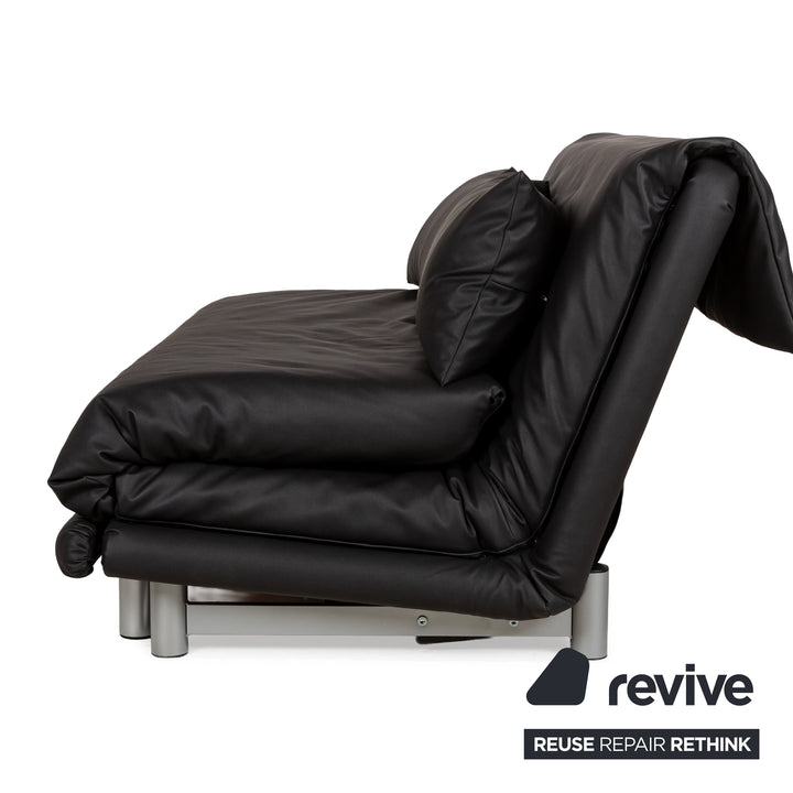 Canapé trois places Ligne Roset Multy en tissu noir anthracite à fonction manuelle, canapé-lit, textile vegan, cuir, nouvelle housse