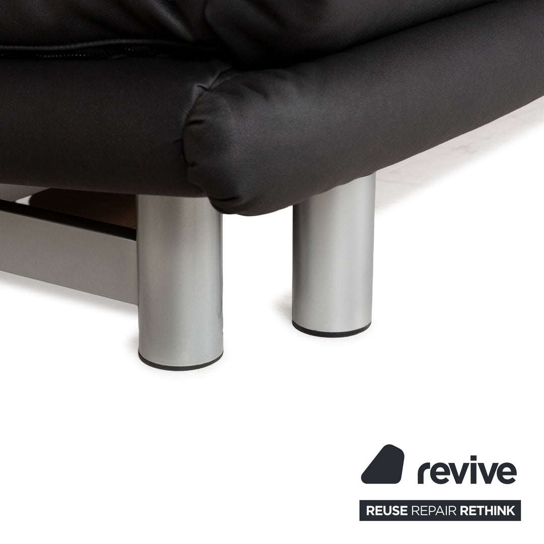 Canapé trois places Ligne Roset Multy en tissu noir anthracite à fonction manuelle, canapé-lit, textile vegan, cuir, nouvelle housse