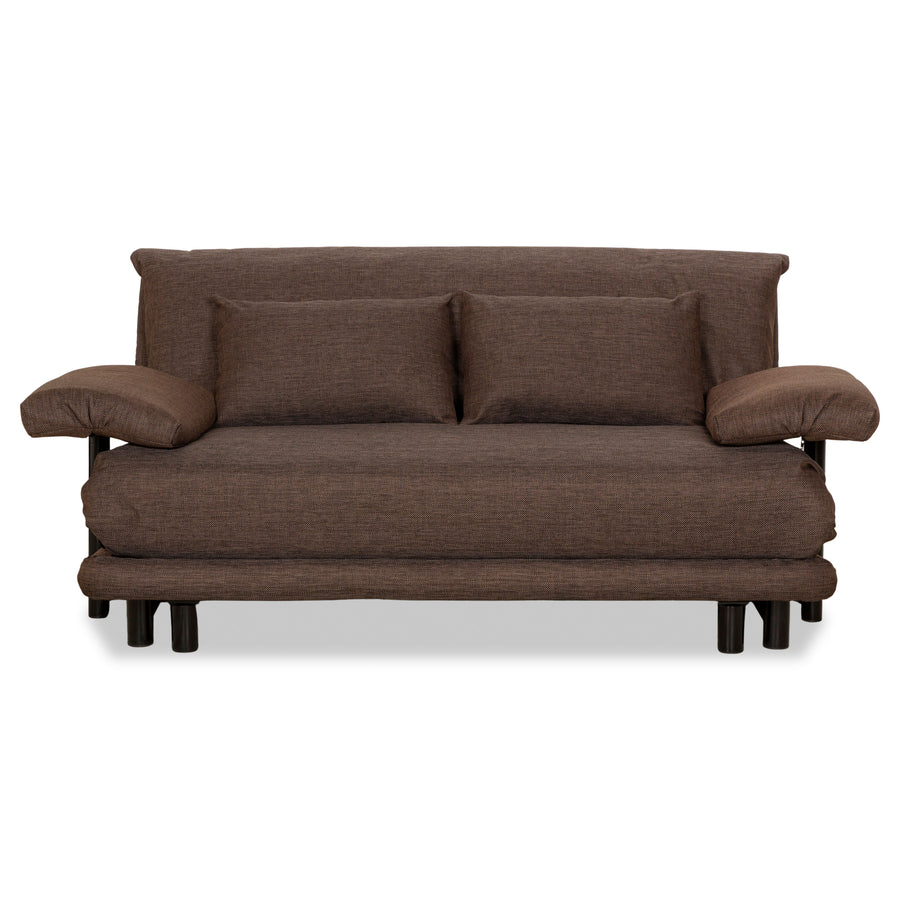 Ligne Roset Multy Stoff Dreisitzer Sofa Braun manuelle Funktion Schlaffunktion Sofa Couch inkl. Armlehnen und Kissen Neubezug