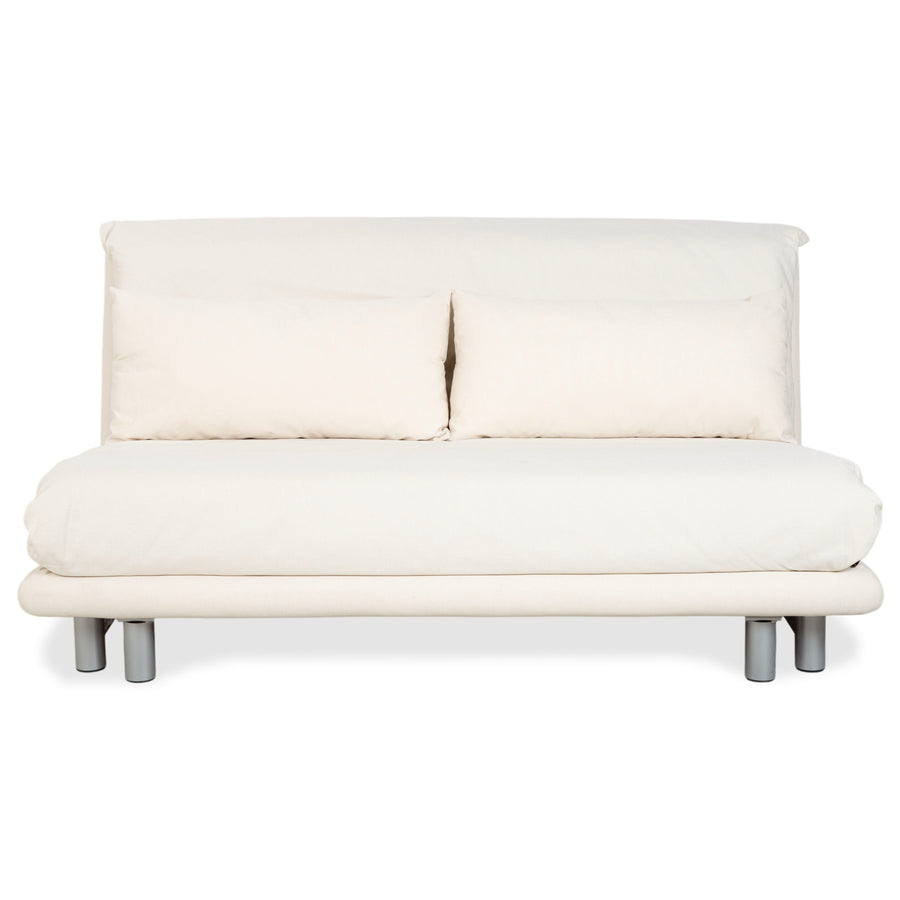 Ligne Roset Multy Dreisitzer Stoff Weiß Creme Silber manuelle Schlaffunktion Schlafsofa Couch Neubezug
