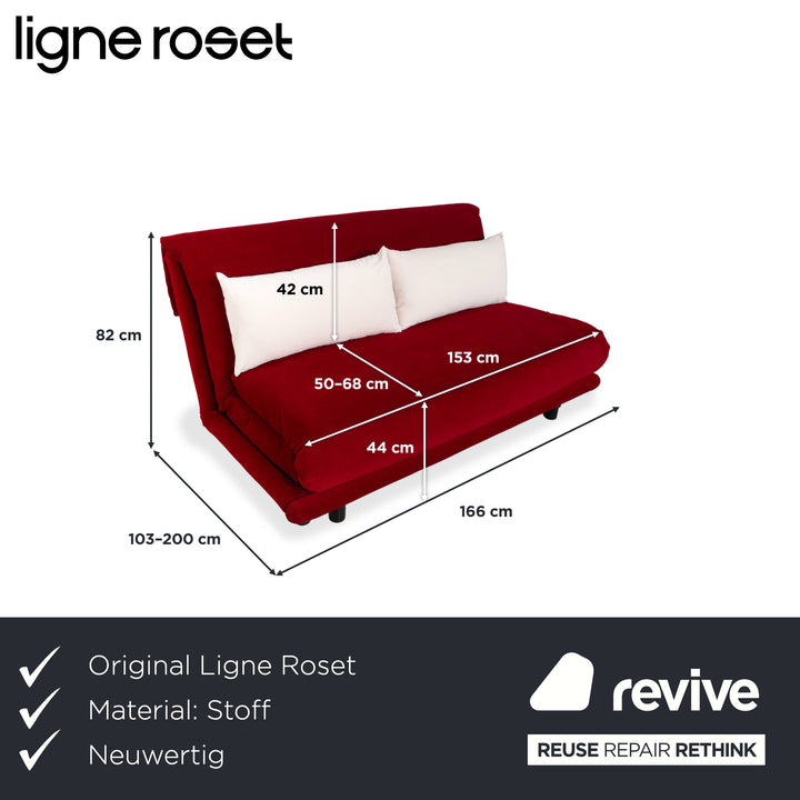 Ligne Roset Multy Fabric Red White Cream Three-seater Manual Function Sofa Couch Sofa Bed New Upholstery