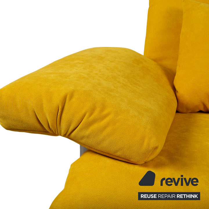 Ligne Roset Multy Stoff Zweisitzer Gelb Senf manuelle Schlaffunktion Gestell Silber Sofa Couch Schlaffunktion BINGO 546 Neuwertig