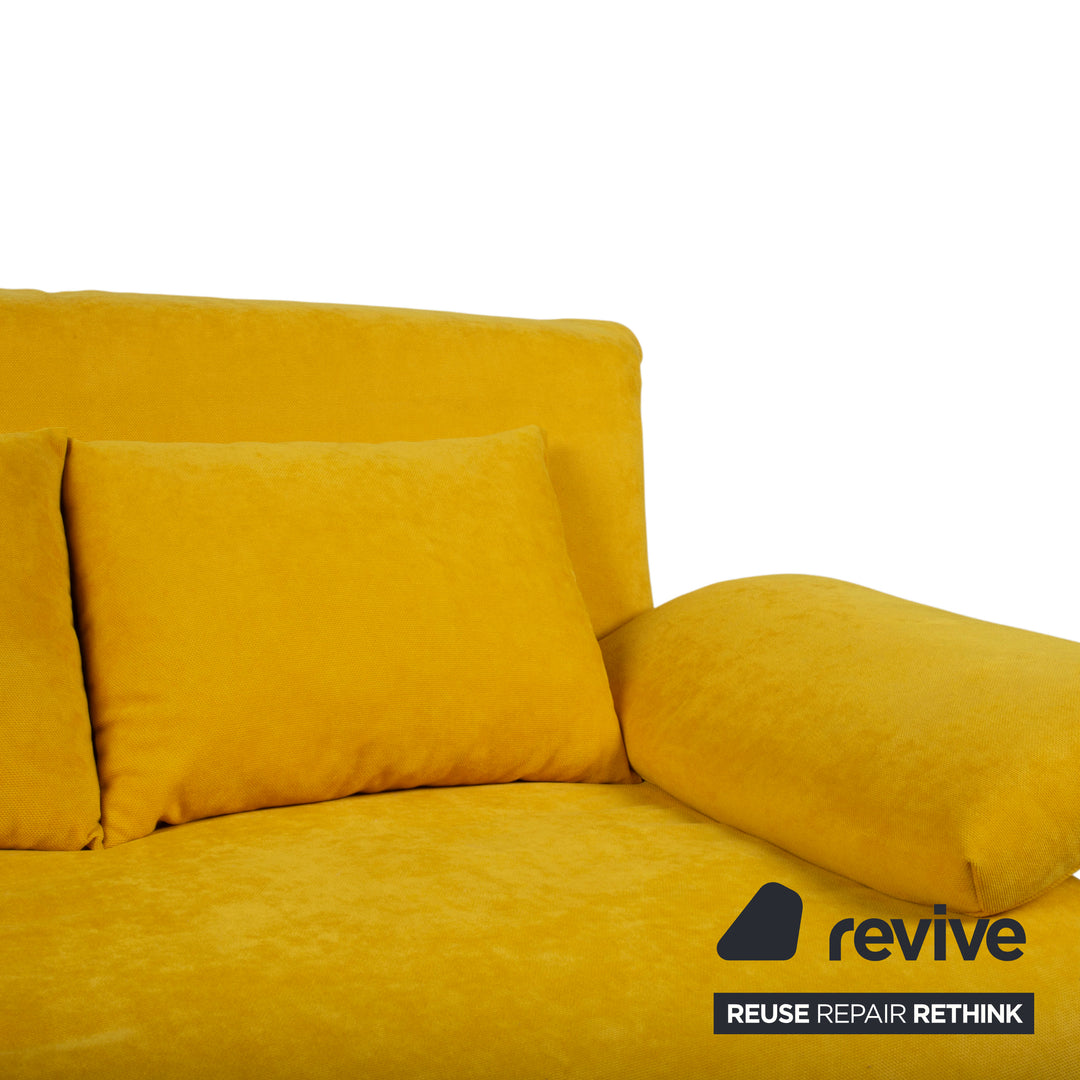 Ligne Roset Multy Stoff Zweisitzer Gelb Senf manuelle Schlaffunktion Gestell Silber Sofa Couch Schlaffunktion BINGO 546 Neuwertig