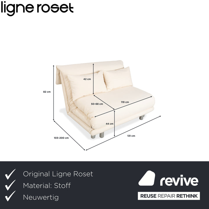 Ligne Roset Multy Zweisitzer Beige Creme manuelle Schlaffunktion Sofa Couch Neubezug