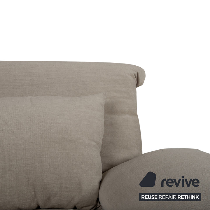 Ligne Roset Multy two-seater including armrests, beige fabric, manual sleeping function, reupholstered