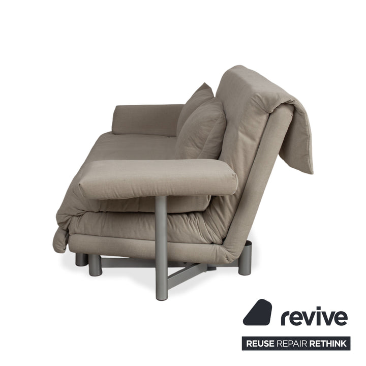 Ligne Roset Multy two-seater including armrests, beige fabric, manual sleeping function, reupholstered