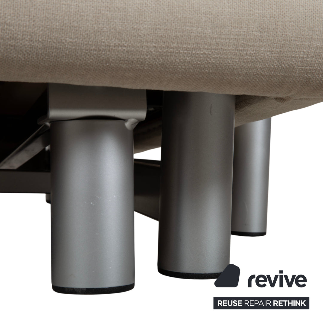 Ligne Roset Multy two-seater including armrests, beige fabric, manual sleeping function, reupholstered