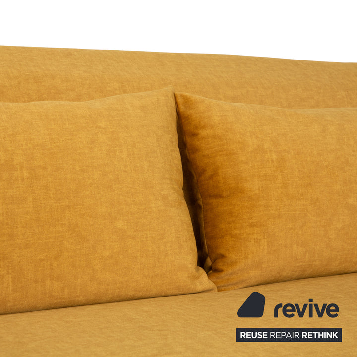 Ligne Roset Multy Zweisitzer Haustierfreundlich Kratzfest Stoff Gelb Silber manuelle Schlaffunktion Schlafsofa Couch Neubezug