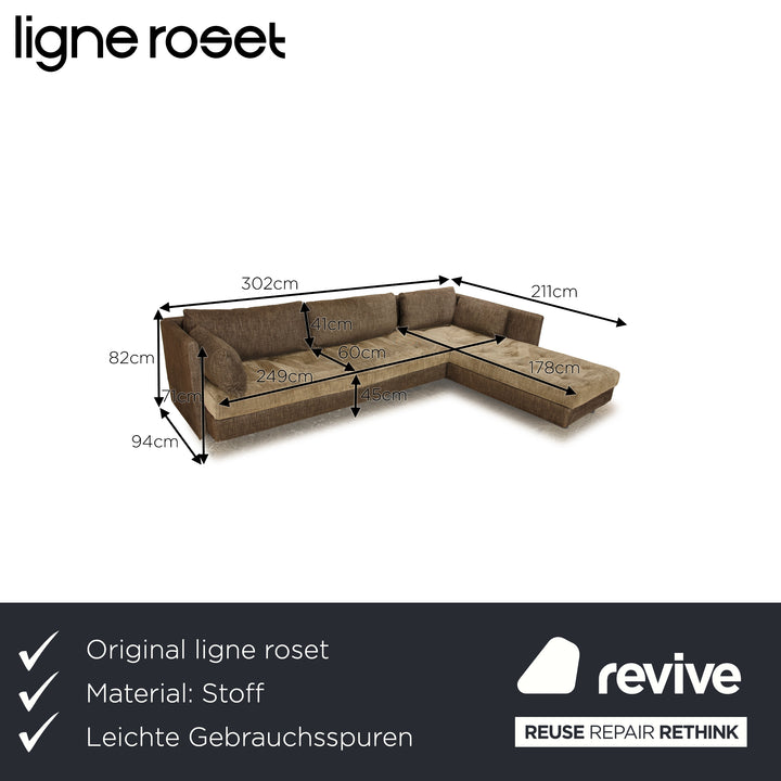 ligne roset Nomade Stoff Ecksofa Grau Braun Recamiere Rechts Sofa Couch