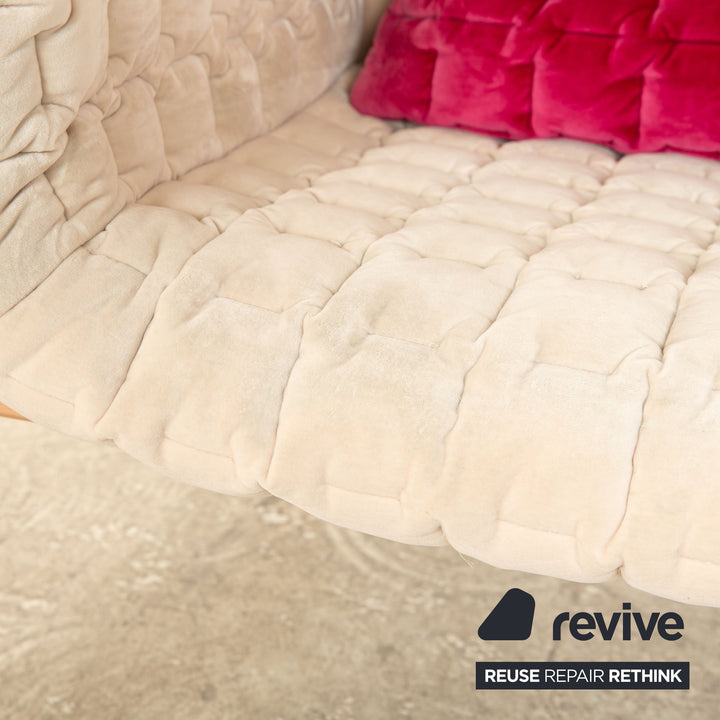 Canapé 3 places en tissu Ruché ligne roset crème