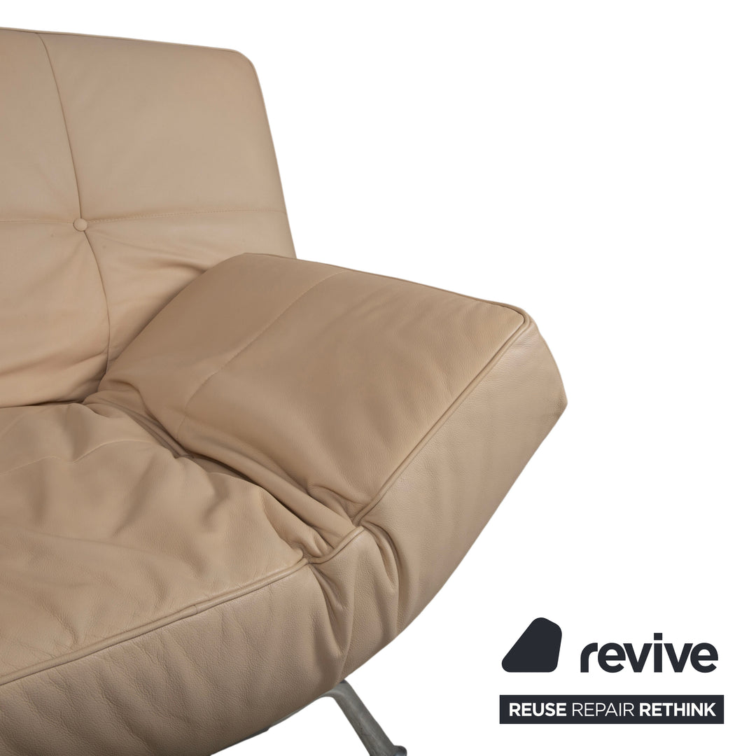 Ligne Roset Smala Leder Dreisitzer Creme Beige Sand manuelle Funktion Sofa Couch