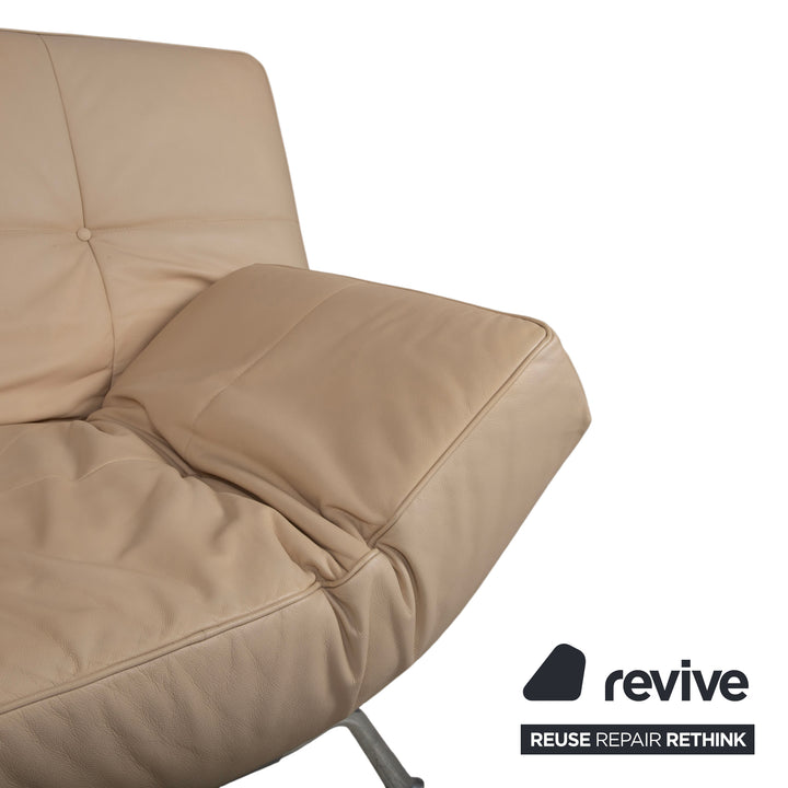 Ligne Roset Smala Leder Dreisitzer Creme Beige Sand manuelle Funktion Sofa Couch