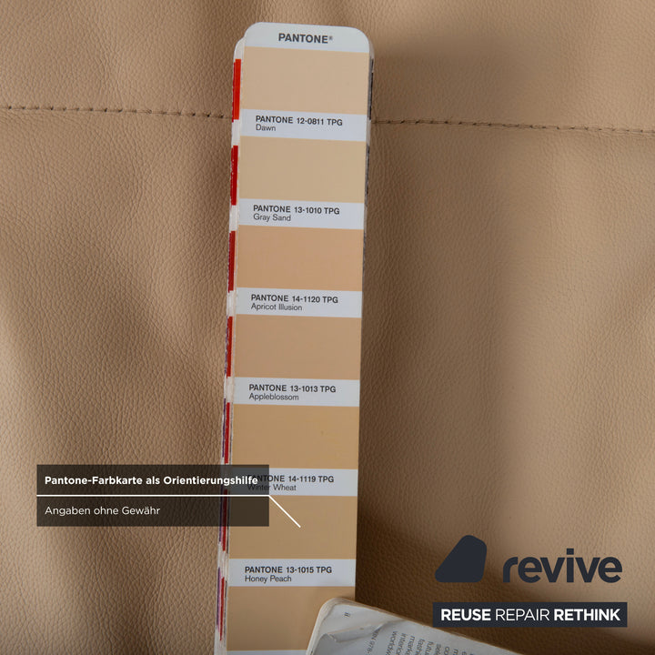 Ligne Roset Smala Leder Dreisitzer Creme Beige Sand manuelle Funktion Sofa Couch