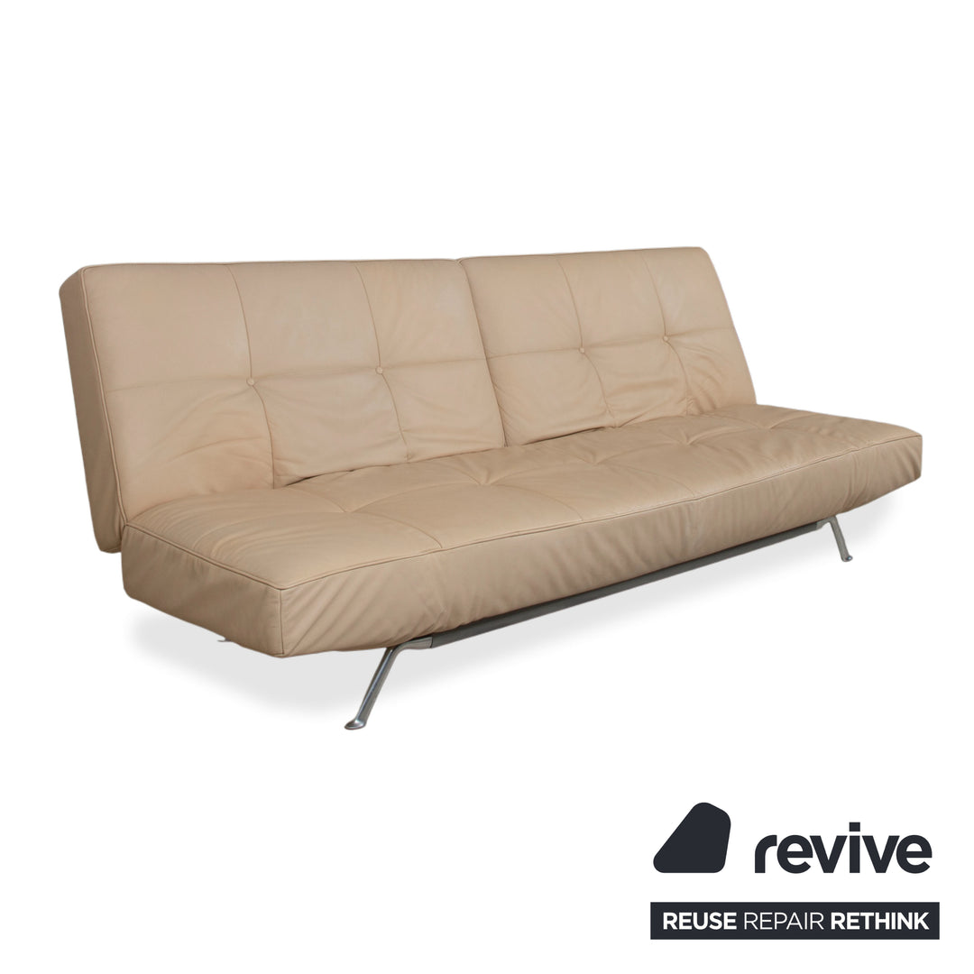 Ligne Roset Smala Leder Dreisitzer Creme Beige Sand manuelle Funktion Sofa Couch