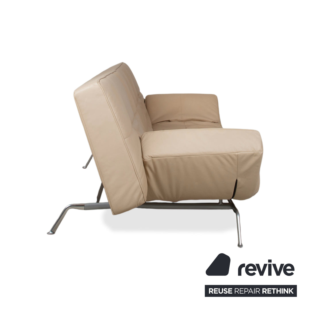 Ligne Roset Smala Leder Dreisitzer Creme Beige Sand manuelle Funktion Sofa Couch
