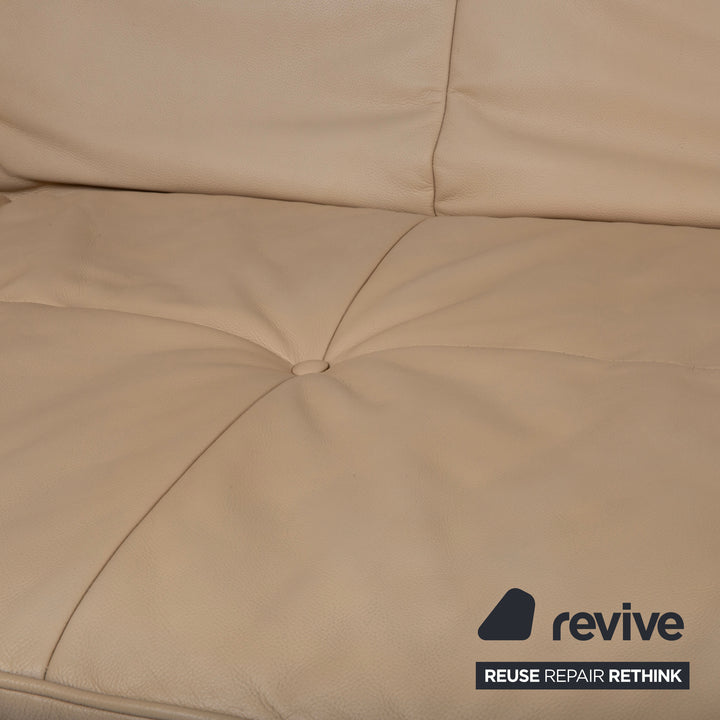 Ligne Roset Smala Leder Dreisitzer Creme Beige Sand manuelle Funktion Sofa Couch