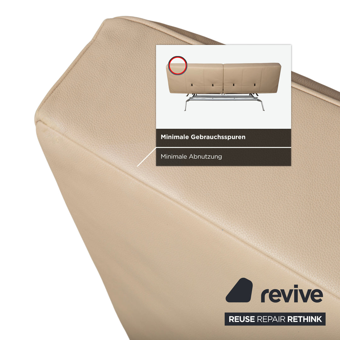 Ligne Roset Smala Leder Dreisitzer Creme Beige Sand manuelle Funktion Sofa Couch