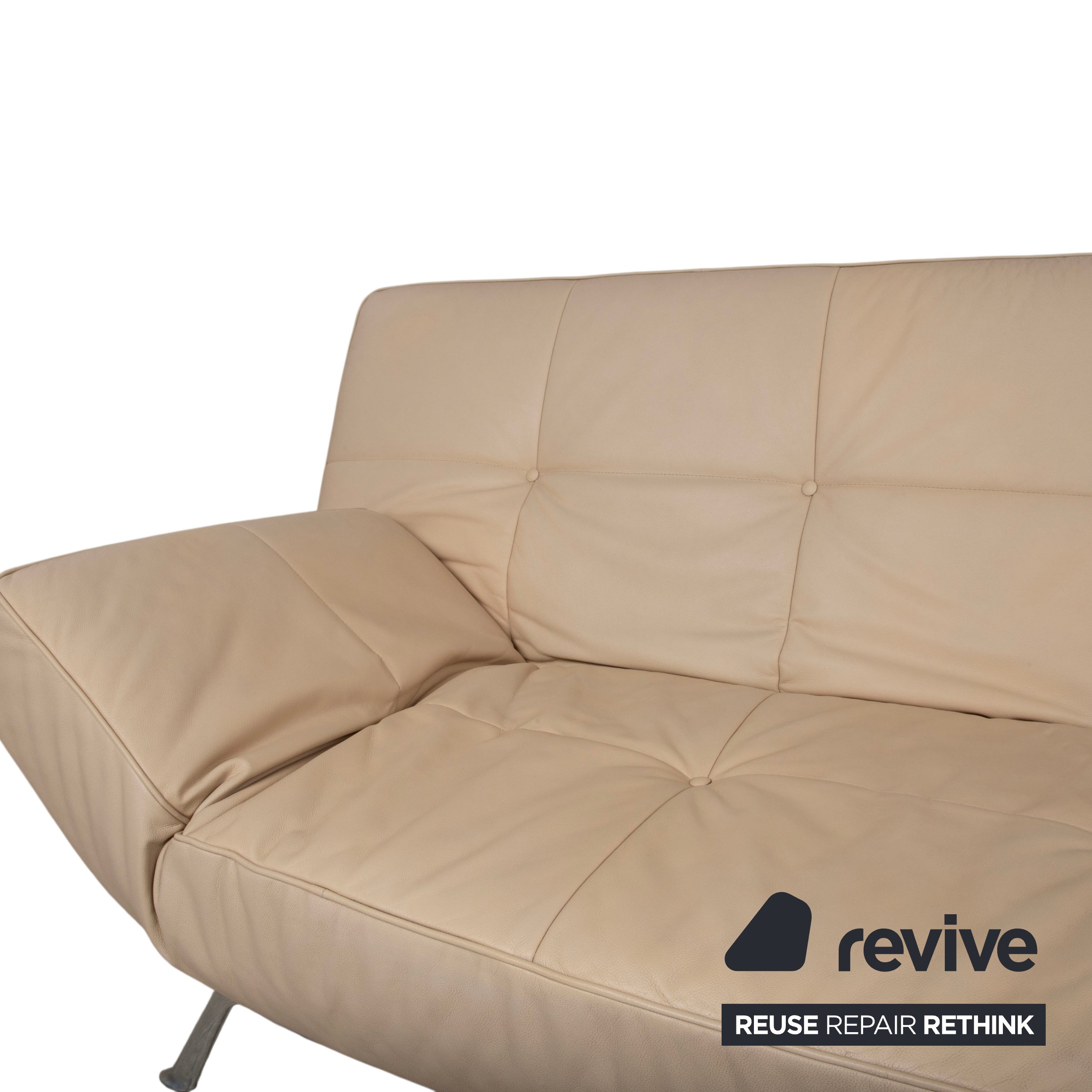 Ligne Roset Smala Leder Dreisitzer Creme Beige Sand manuelle Funktion Sofa Couch