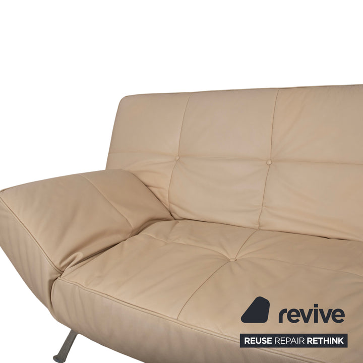 Ligne Roset Smala Leder Dreisitzer Creme Beige Sand manuelle Funktion Sofa Couch
