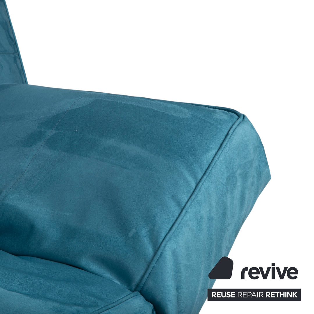 Ligne Roset Smala Fabric Three-Seater Blue Turquoise Manual Function Sleep Function New Upholstery Memphis 735