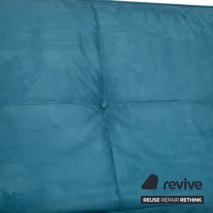 Ligne Roset Smala Fabric Three-Seater Blue Turquoise Manual Function Sleep Function New Upholstery Memphis 735
