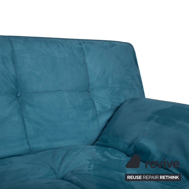 Ligne Roset Smala Fabric Three-Seater Blue Turquoise Manual Function Sleep Function New Upholstery Memphis 735
