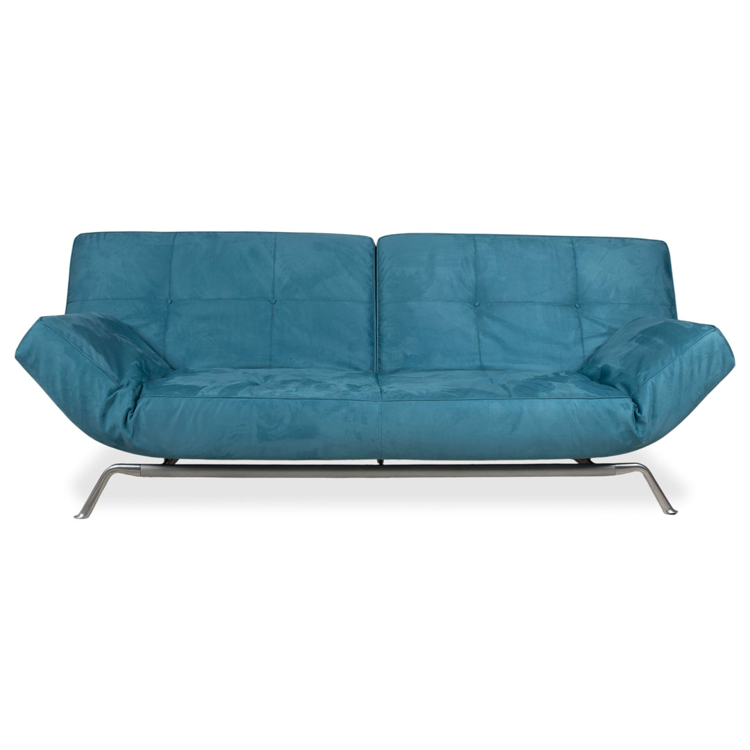 Ligne Roset Smala Fabric Three-Seater Blue Turquoise Manual Function Sleep Function New Upholstery Memphis 735