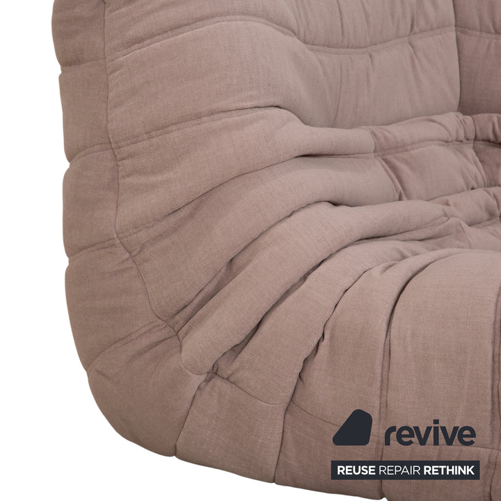 Ligne Roset Togo corner element, corner section, fabric beige sand, reupholstered
