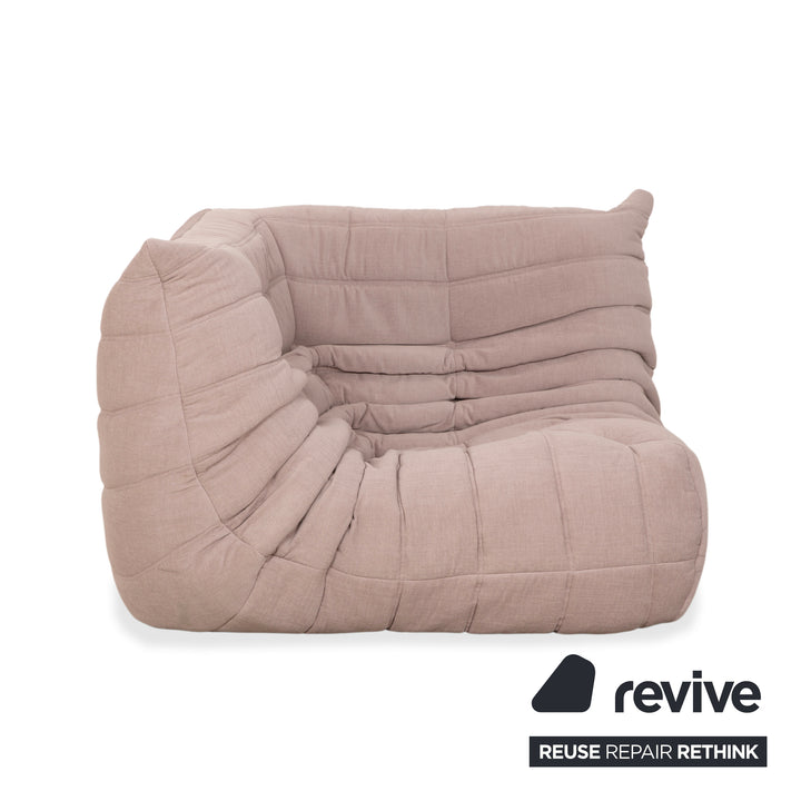 Ligne Roset Togo corner element, corner section, fabric beige sand, reupholstered