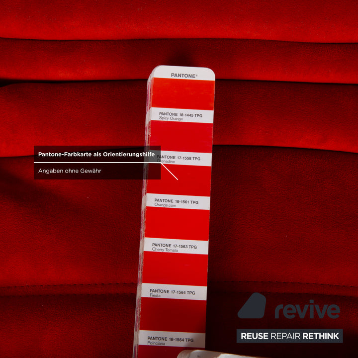 Ligne Roset Togo Garnitur Stoff Alcantara Dreisitzer Zweisitzer Hocker Rot Sofa Couch