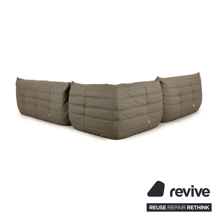 ligne roset Togo Leder Ecksofa Grau Sofa Couch