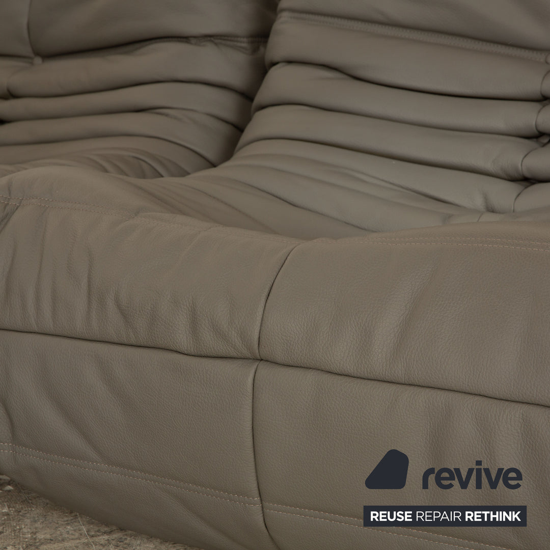 ligne roset Togo Leder Ecksofa Grau Sofa Couch