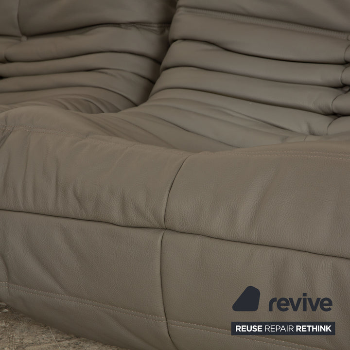 ligne roset Togo Leder Ecksofa Grau Sofa Couch