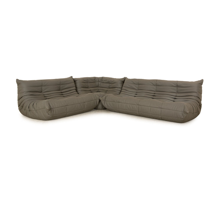 ligne roset Togo Leder Ecksofa Grau Sofa Couch
