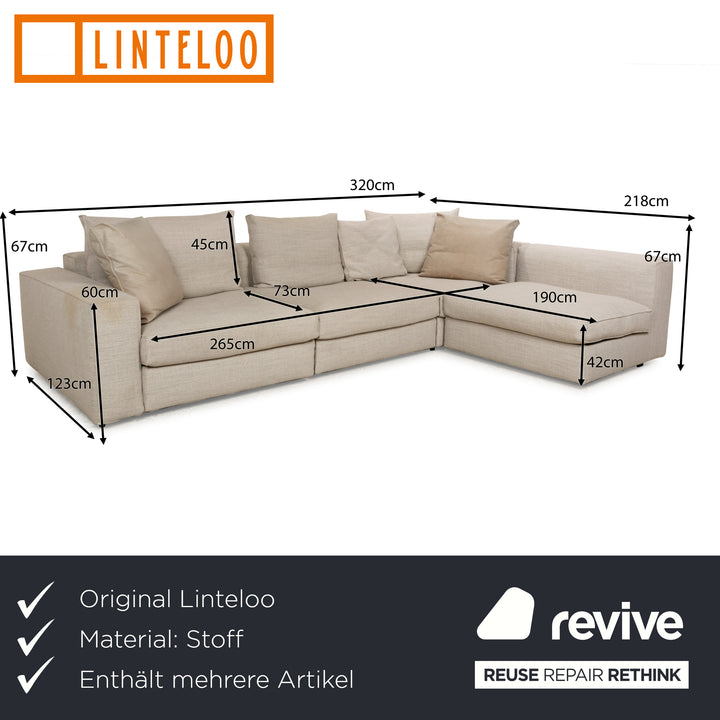 Ensemble de canapés en tissu Linteloo, canapé d'angle beige crème, tabouret