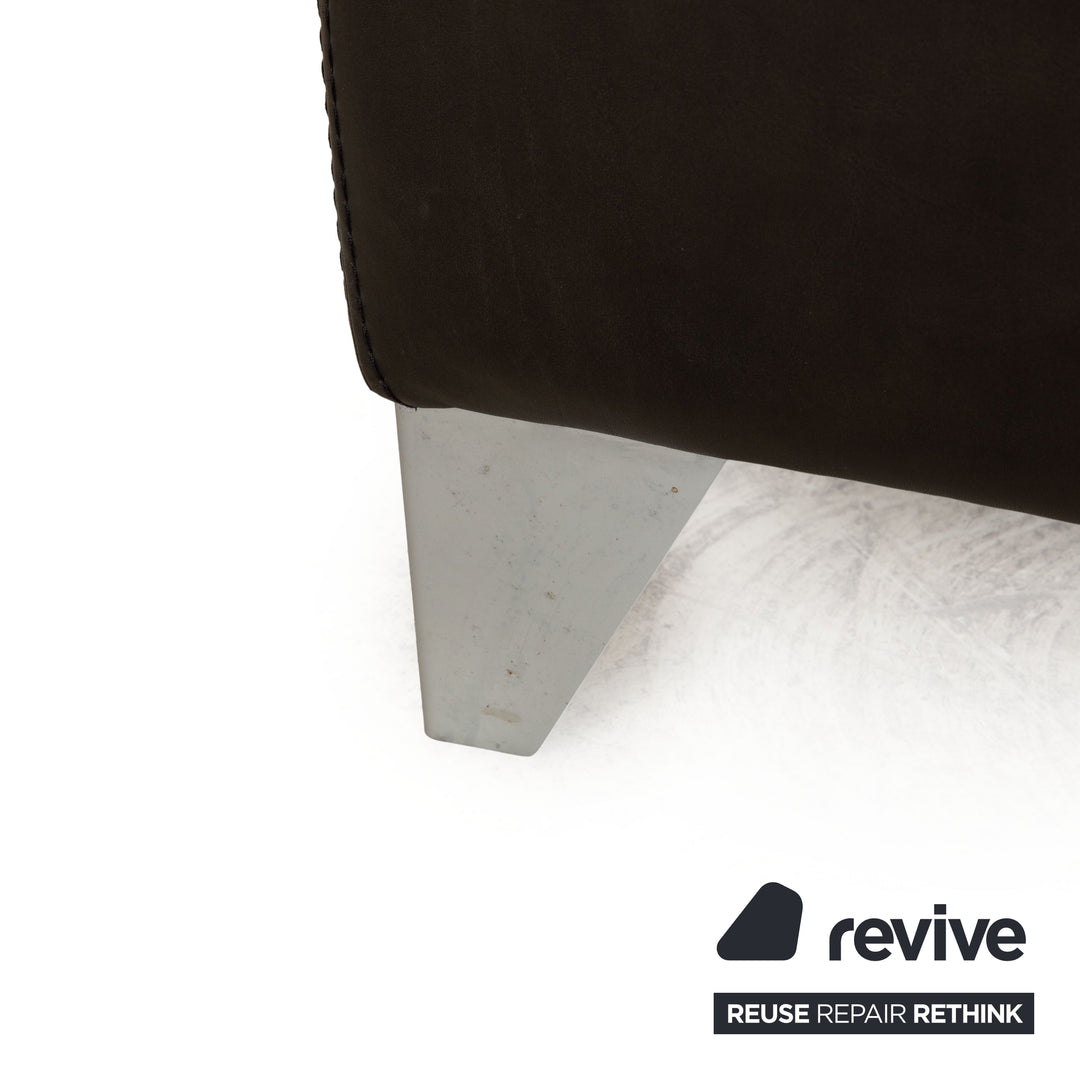 Machalke Leder Dreisitzer Schwarz  Sofa Couch