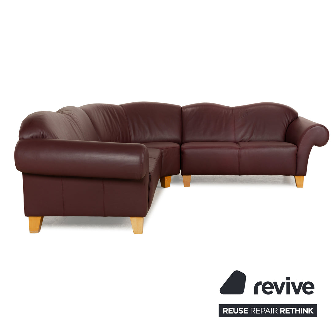 Machalke Leder Ecksofa Braun Rot Sofa Couch
