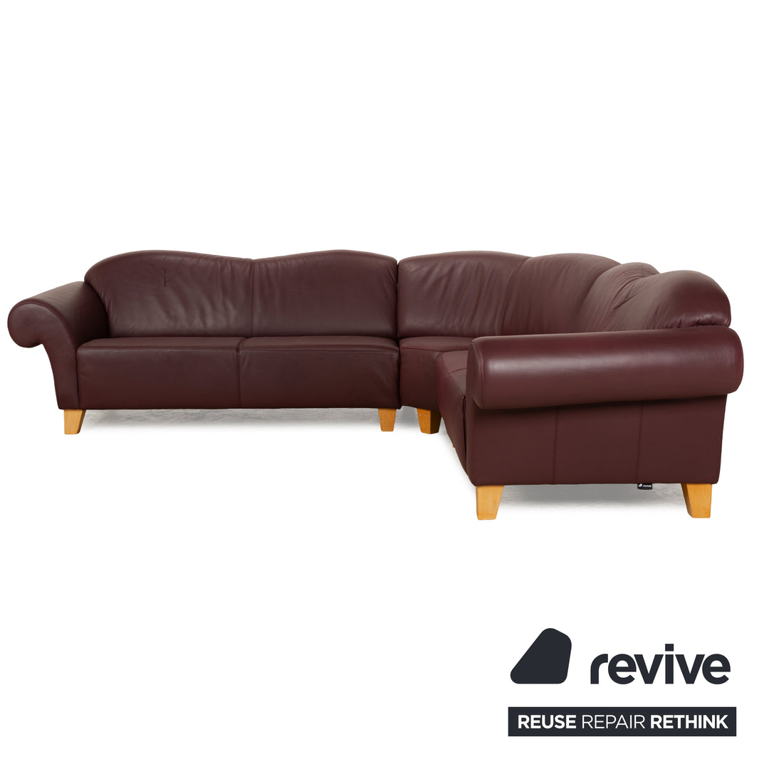 Machalke Leder Ecksofa Braun Rot Sofa Couch