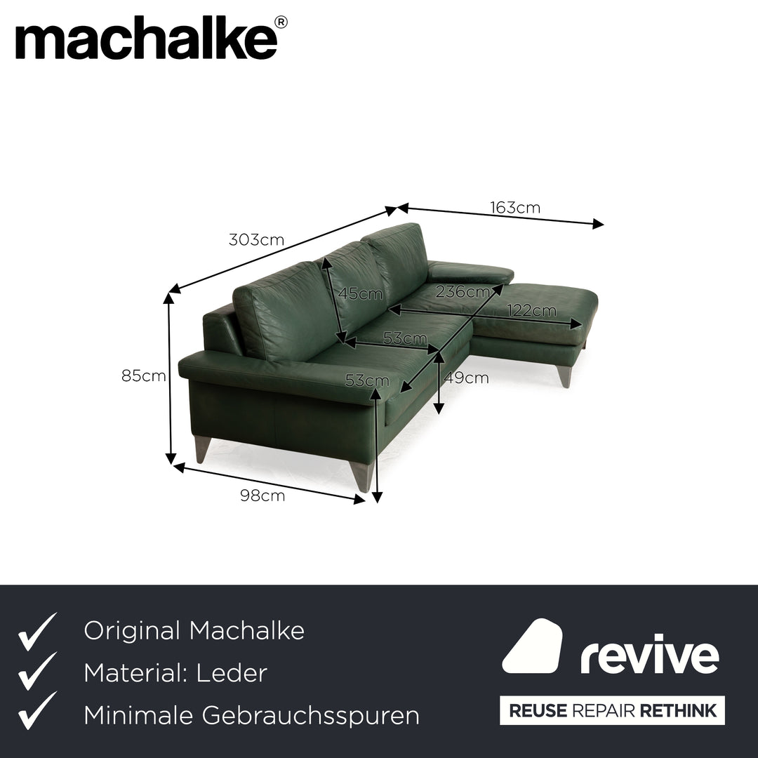 Canapé d'angle en cuir Machalke vert Récamiere canapé droit