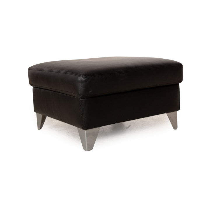Tabouret en cuir Machalke noir