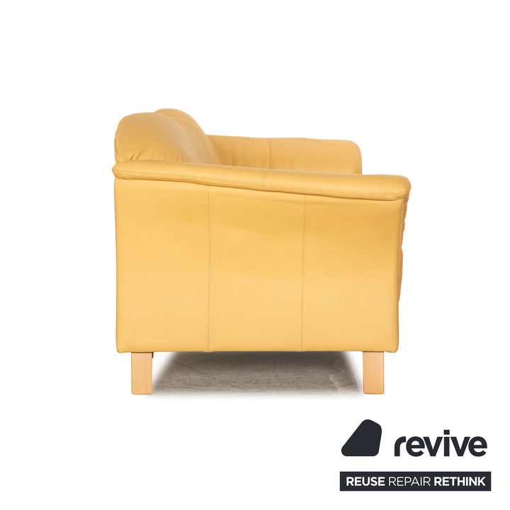 Machalke Leather Two Seater Cream Beige Sofa Couch