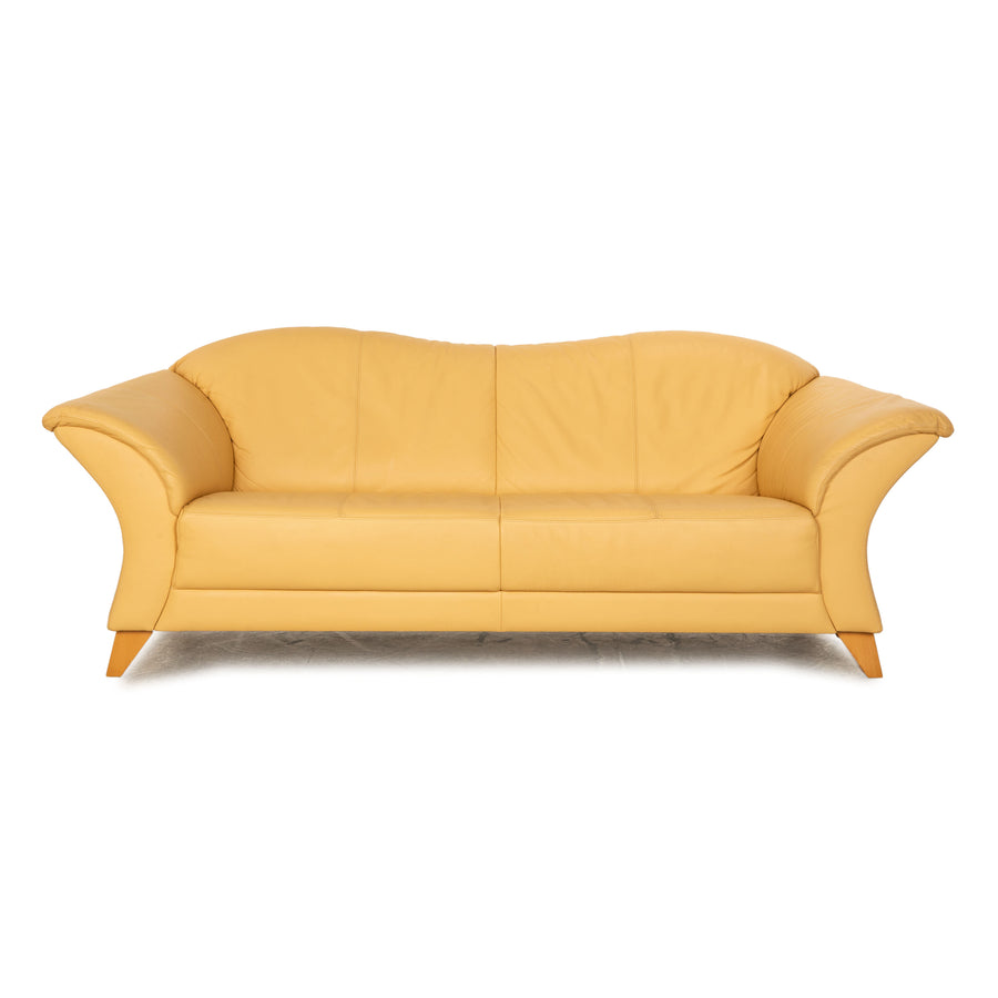 Machalke Leather Two Seater Cream Beige Sofa Couch