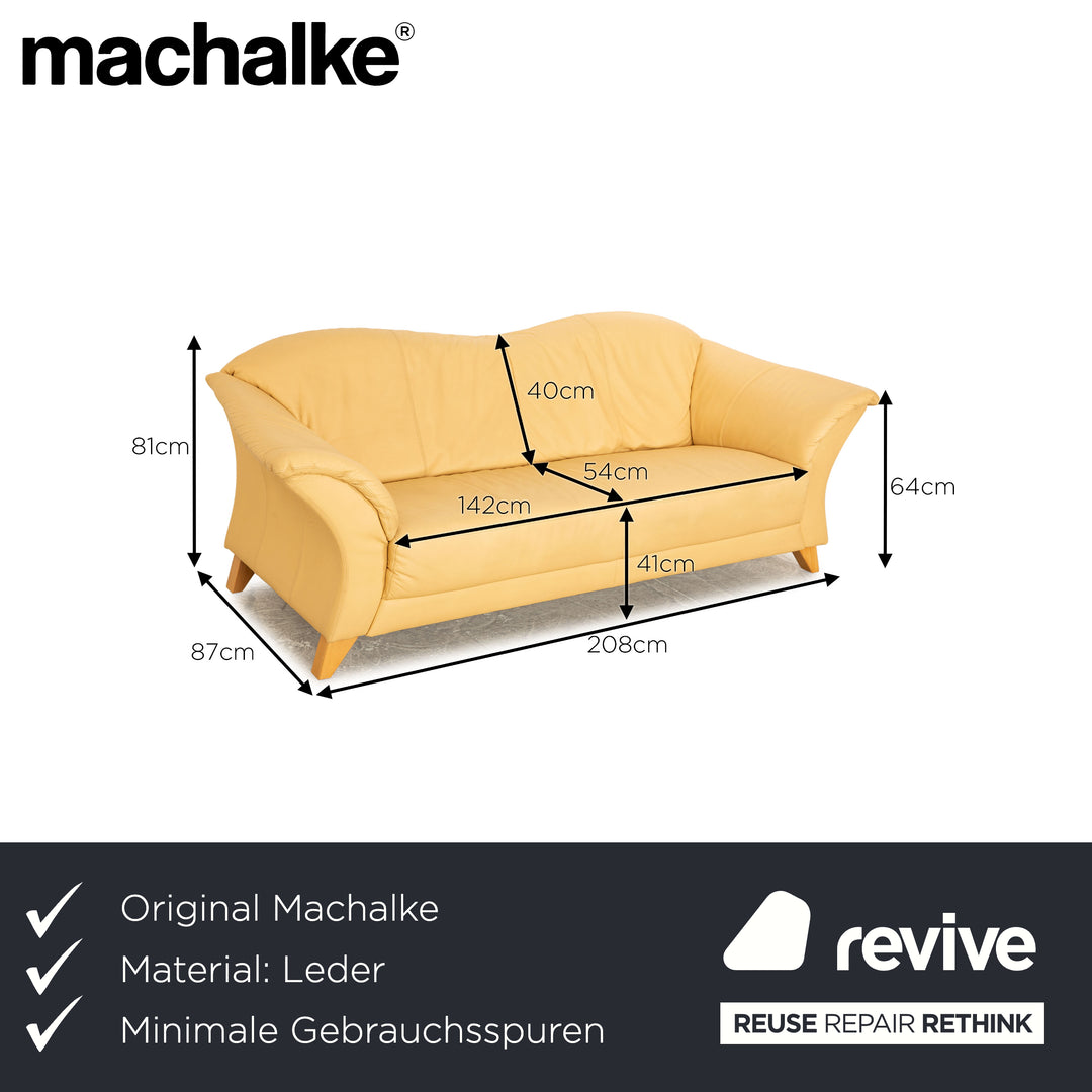 Canapé deux places en cuir Machalke, beige crème