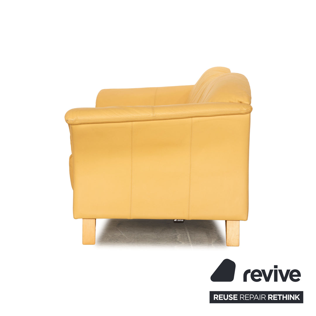 Machalke Leather Two Seater Cream Beige Sofa Couch