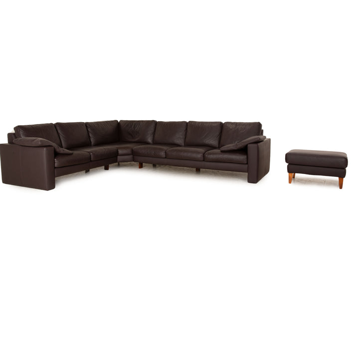Machalke System Plus Ensemble de canapés en cuir Marron Tabouret de canapé d'angle
