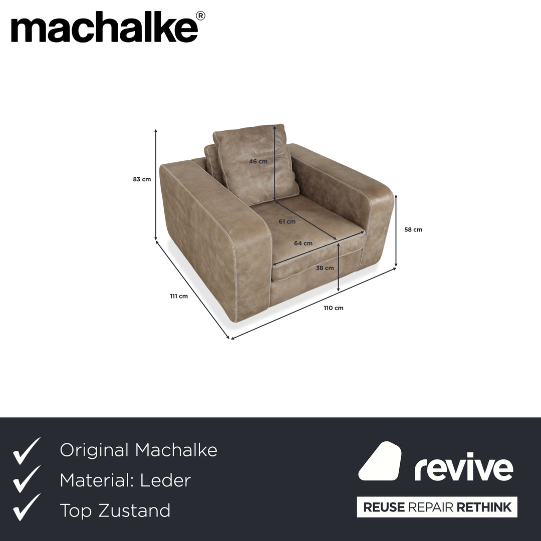 Machalke Valentino Leder Anilinleder Sessel Grau