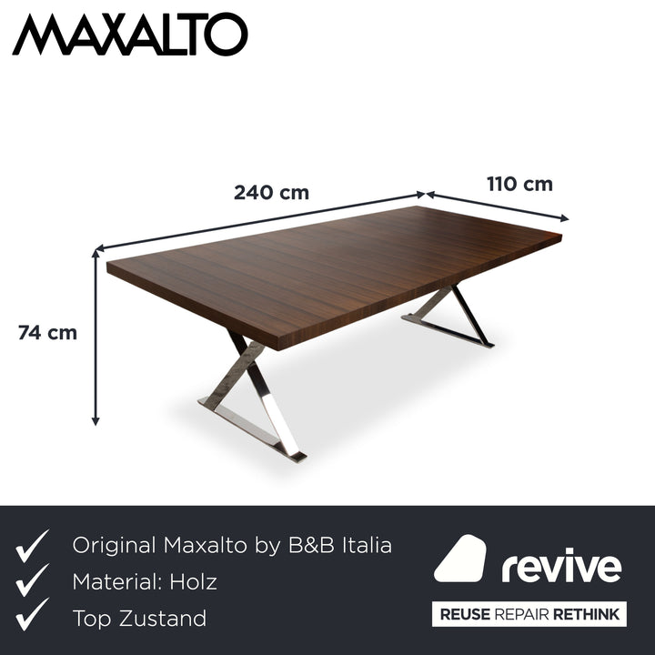 Maxalto Max Holz Esstisch Braun Chrom Esszimmer 240 x 110 cm