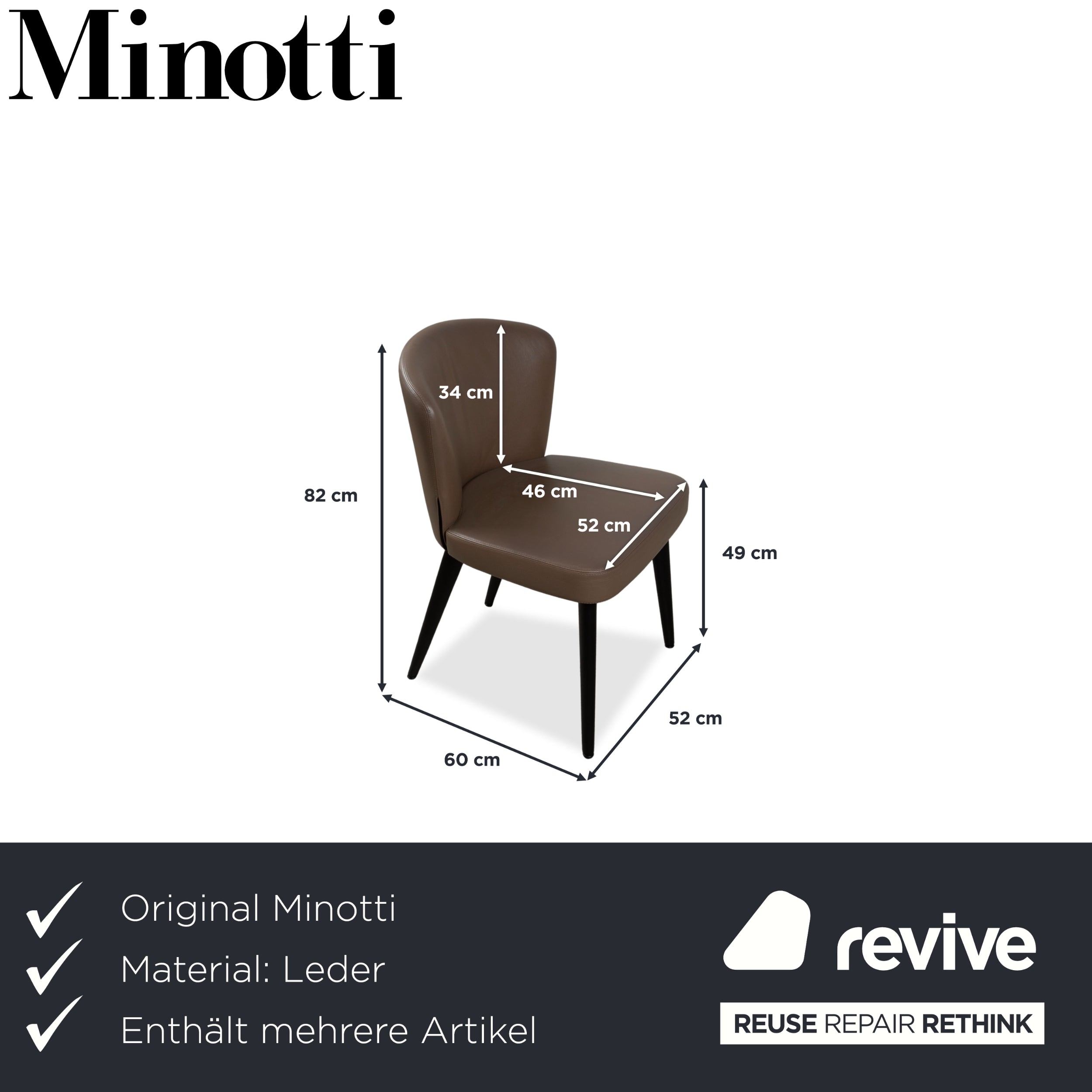 Minotti Aston Leder Stuhl Braun Kaffee Esszimmer